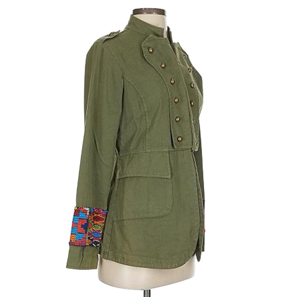 RARE Jen's Pirate Booty Embroidered Boho Military Jacket | Utility Hippie Indie - Picture 6 of 16